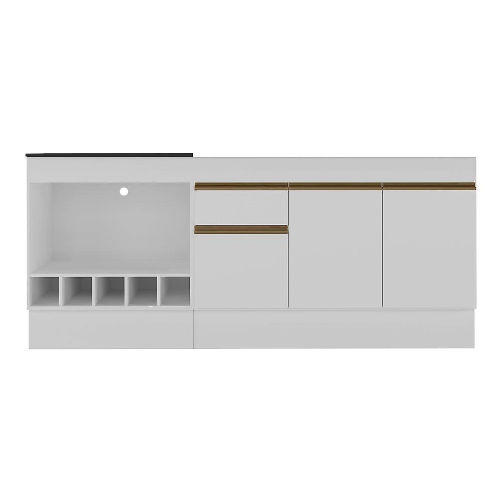 Kit Balcão de Cozinha para Pia e Cooktop/Forno com Rodapé 190cm Veneza Multimóveis MP2328 Balcão Cozinha p/Pia/Cooktop 190cm Veneza Multimóveis MP2328 - Branco/Dourado