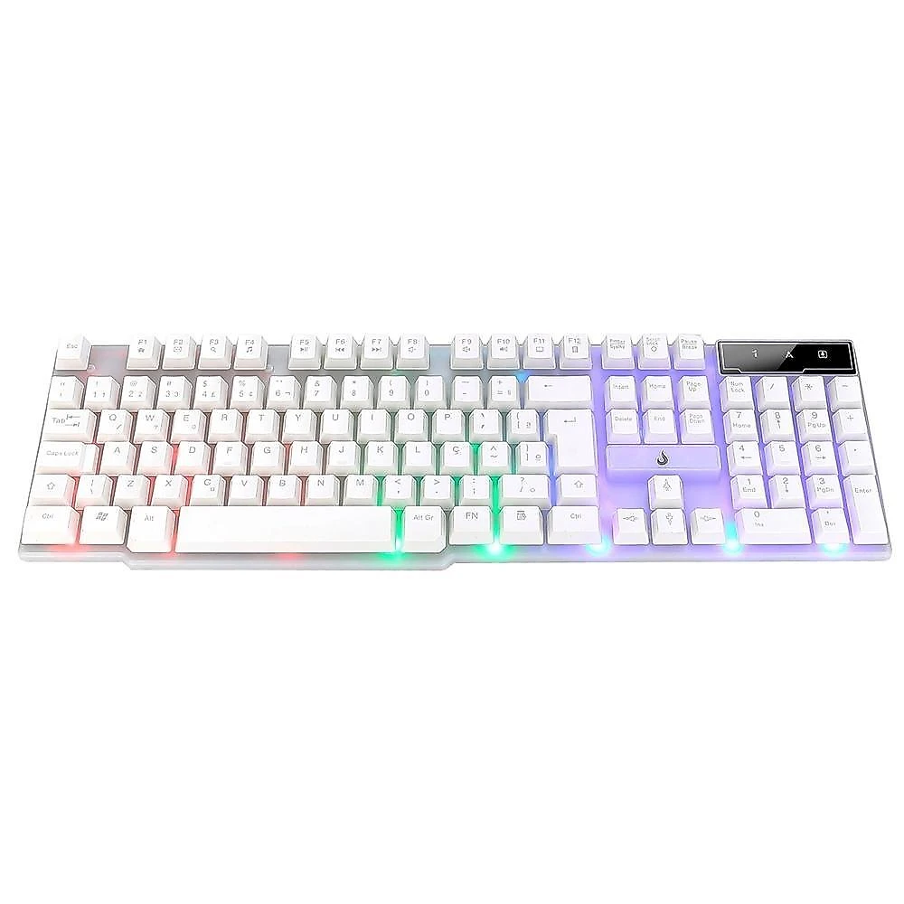 Teclado Semi Mecânico Gamer Rise Mode G1 Full, Membrana, USB, Branco - RM-TG-01-FW