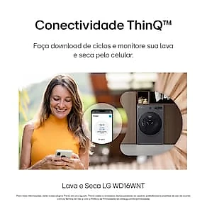 Lava e Seca LG WD16GNTS6 16kg/10kg AI DD Wi-Fi TurboWash 360° Vapor Black Inox 110V