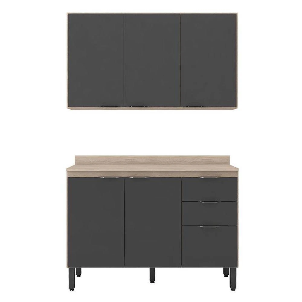 Cozinha Modulada Firenze Fi0010 Avena Grafito - Demóbile