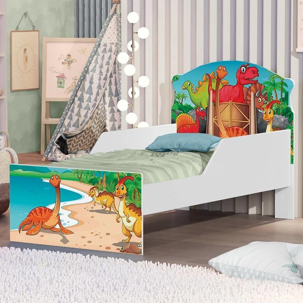 Mini Cama Jurassic Dinossauros Com Colchão