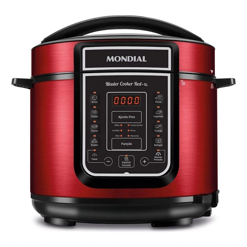 Panela de Pressão Elétrica Digital PE-39 5L 900W com 14 Funções Vermelho 110V