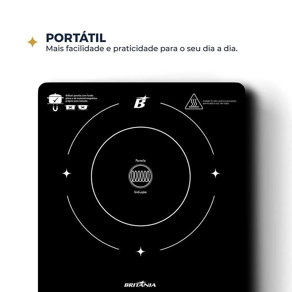 Cooktop Portátil De Indução Britânia BCT10A 220V
