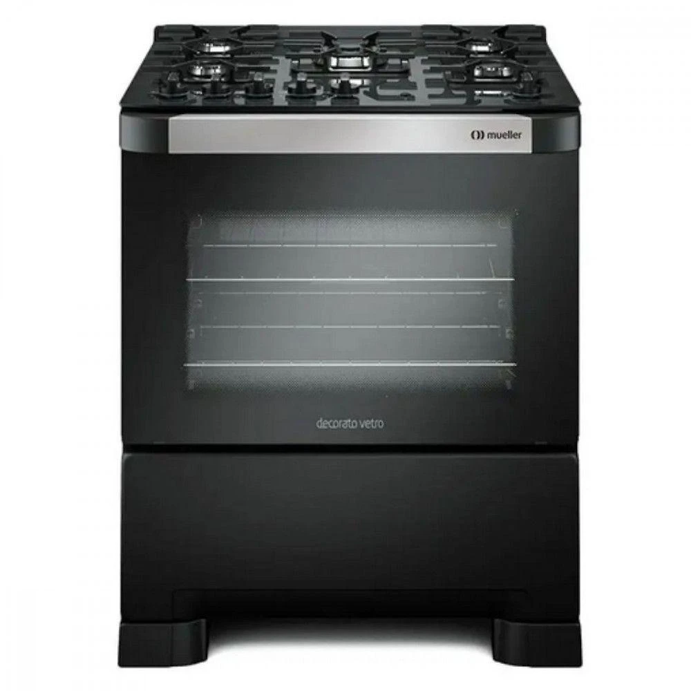 Fogão 5 Bocas Mueller Decorato Vetro Preto Bivolt