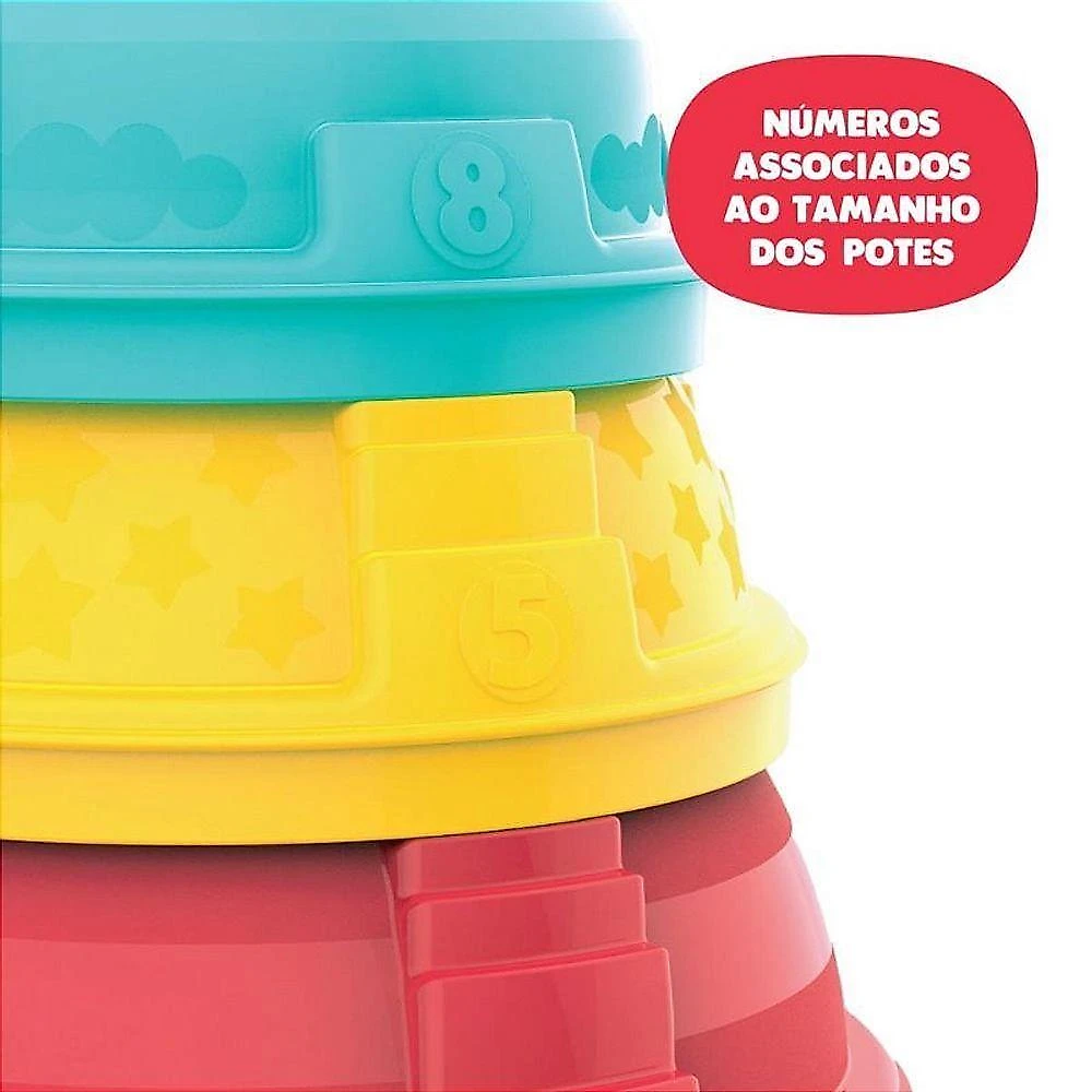 Brinquedo Educativo Potes de Empilhar Coloridos GGB Plast
