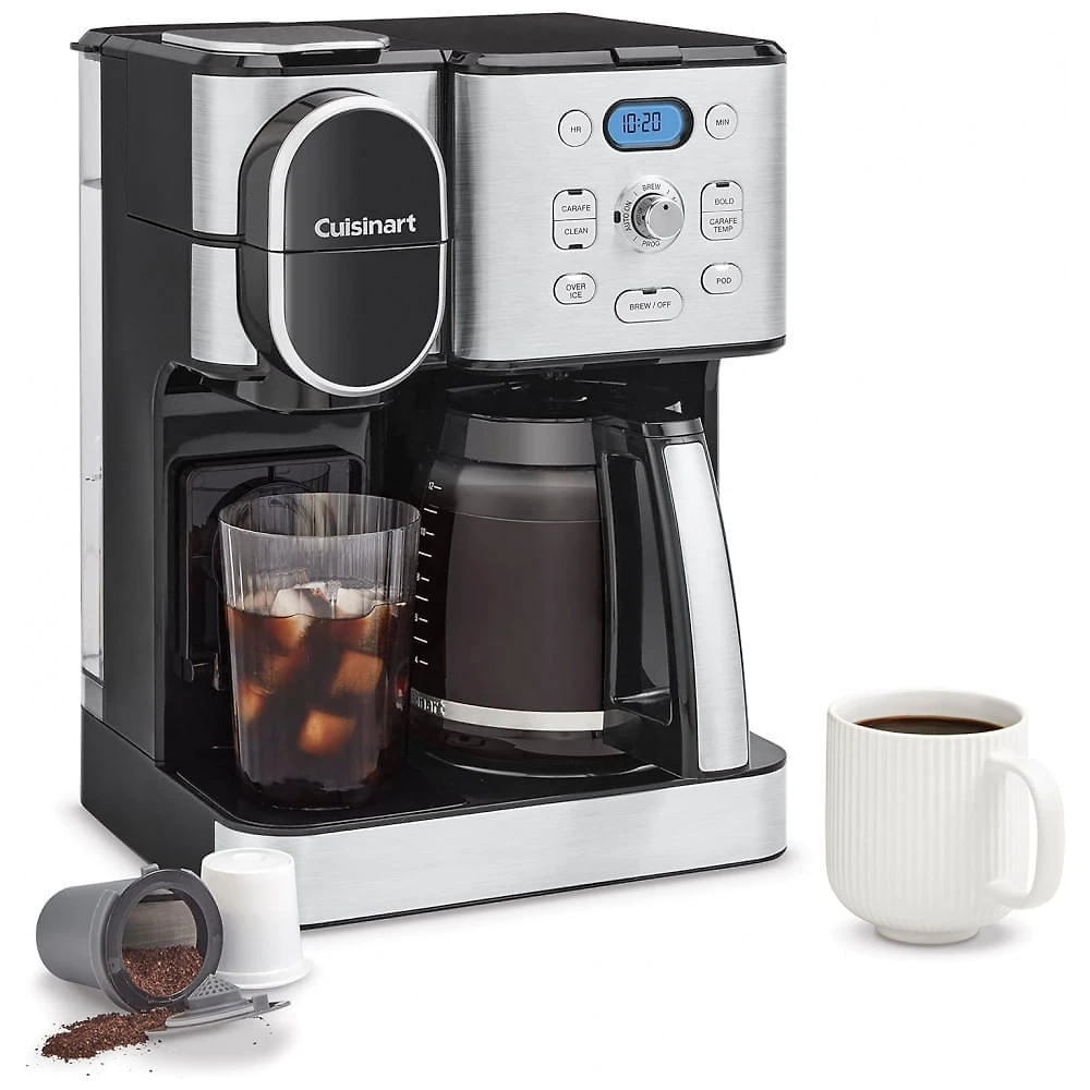 Cafeteira Programável 1 Litro em Aço Inoxidável com Painel Digital, 110V 1100W, Cuisinart SS16, Prata e Preta