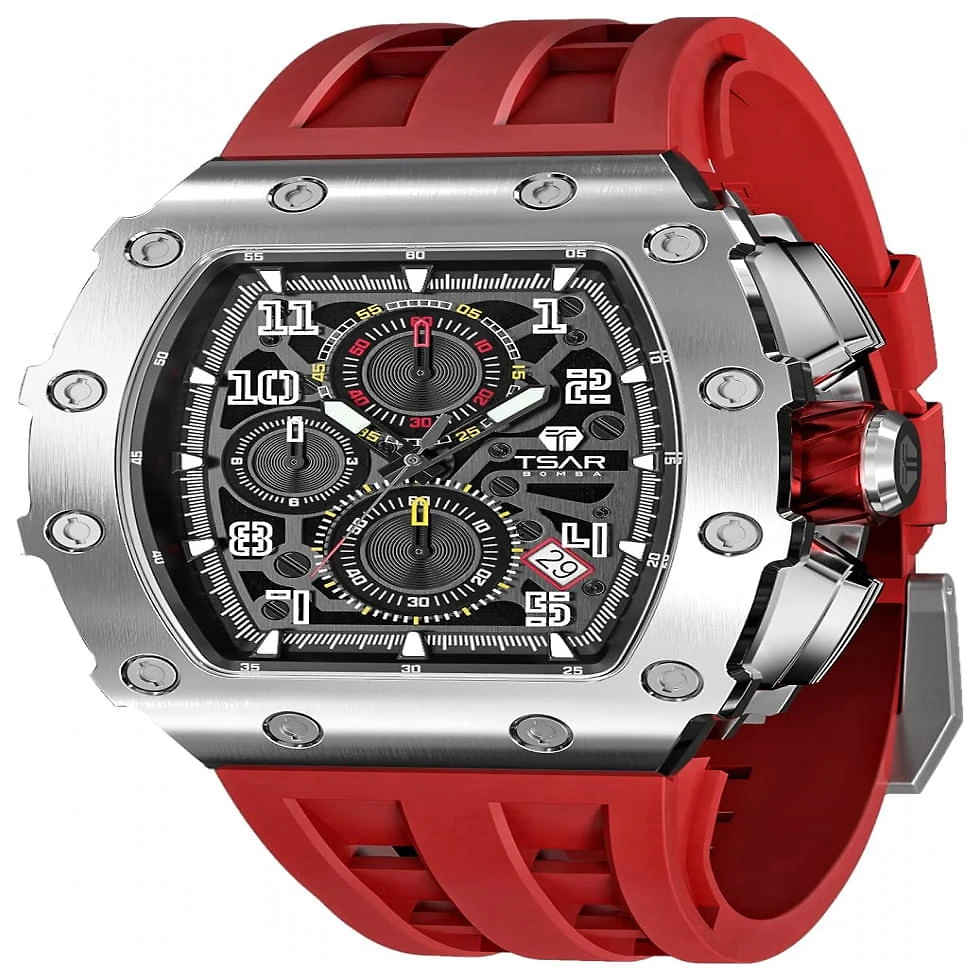 Relógio Masculino Analógico Quartzo a Prova dÁgua 50M com Cronógrafo, TSAR BOMBA TB 8204SGLZHX, Branco