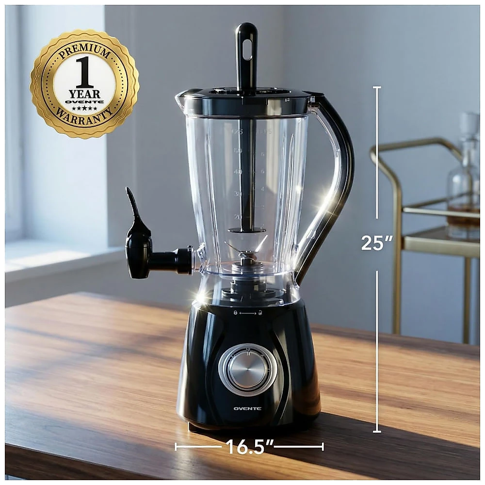 Máquina de Slush Margariteira OVENTE BPM12B 1,5L Lâmina Inox Dispensador Preta 350W