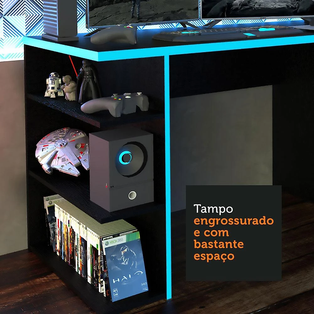 Miniatura Mesa Computador Gamer Madesa 9409 Preto/Azul