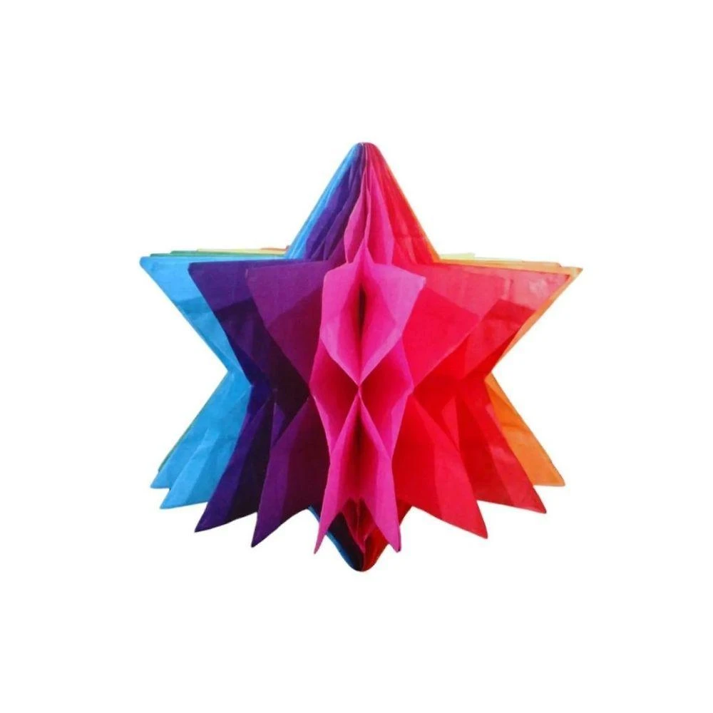 Balão Estrela Junino de Papel Origami 20cm 1 Unidade Extra Festas