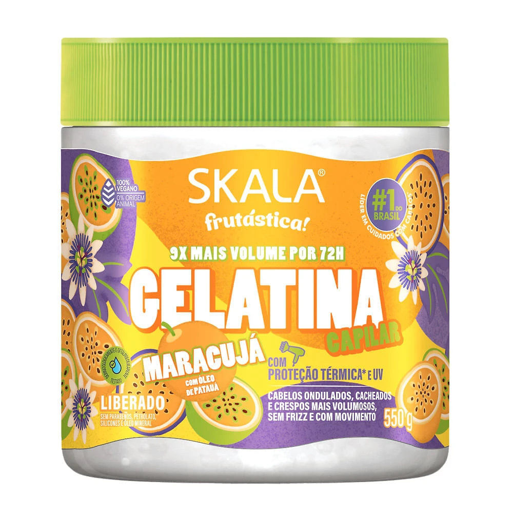 Gelatina Capilar Skala Frutástica Maracujá com Proteção Térmica e UV 550g