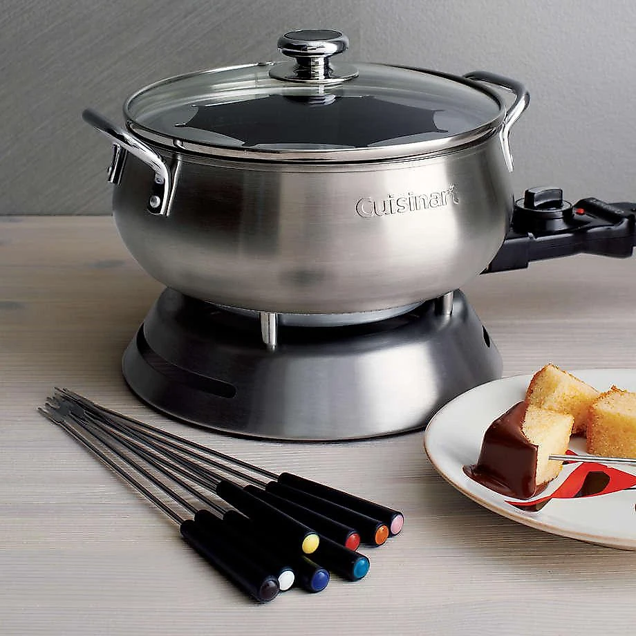 Panela para fondue em aço escovado 127v cuisinart