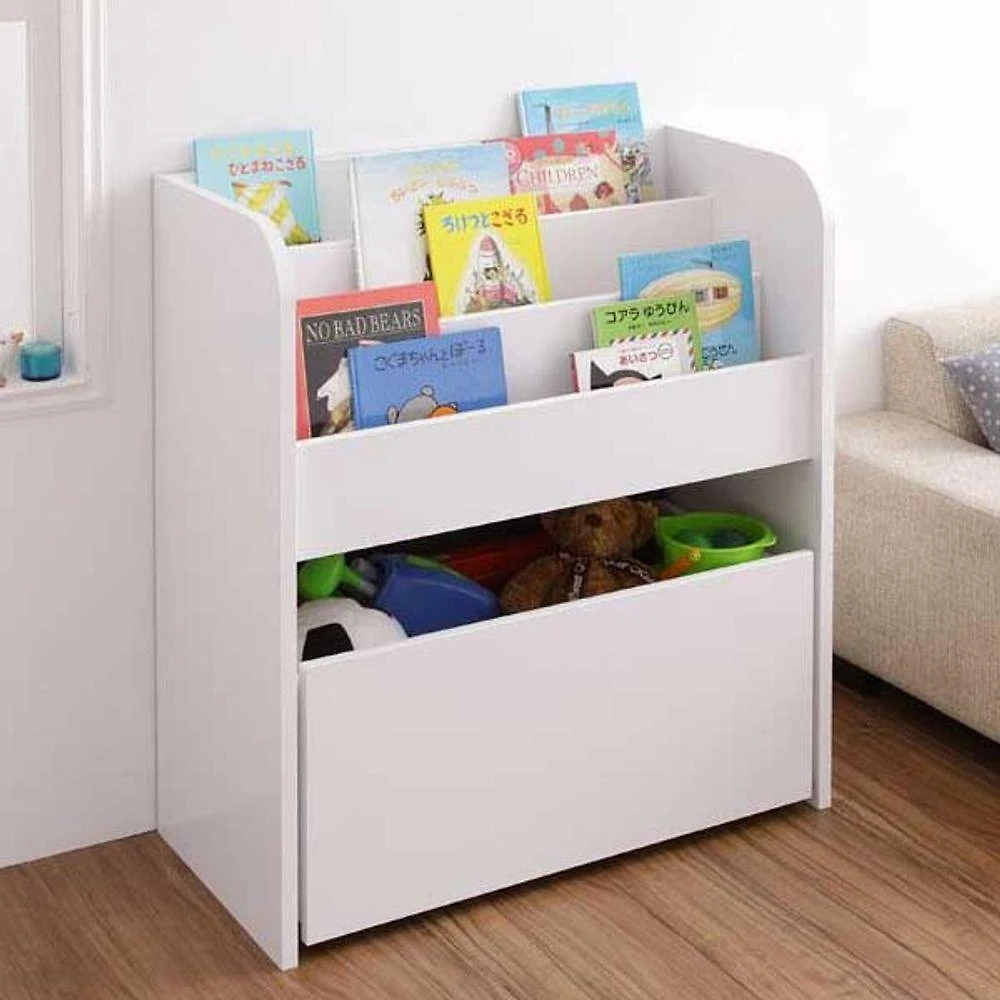 Organizador de Livros com Baú Infantil Austin MDF 80CM Branco