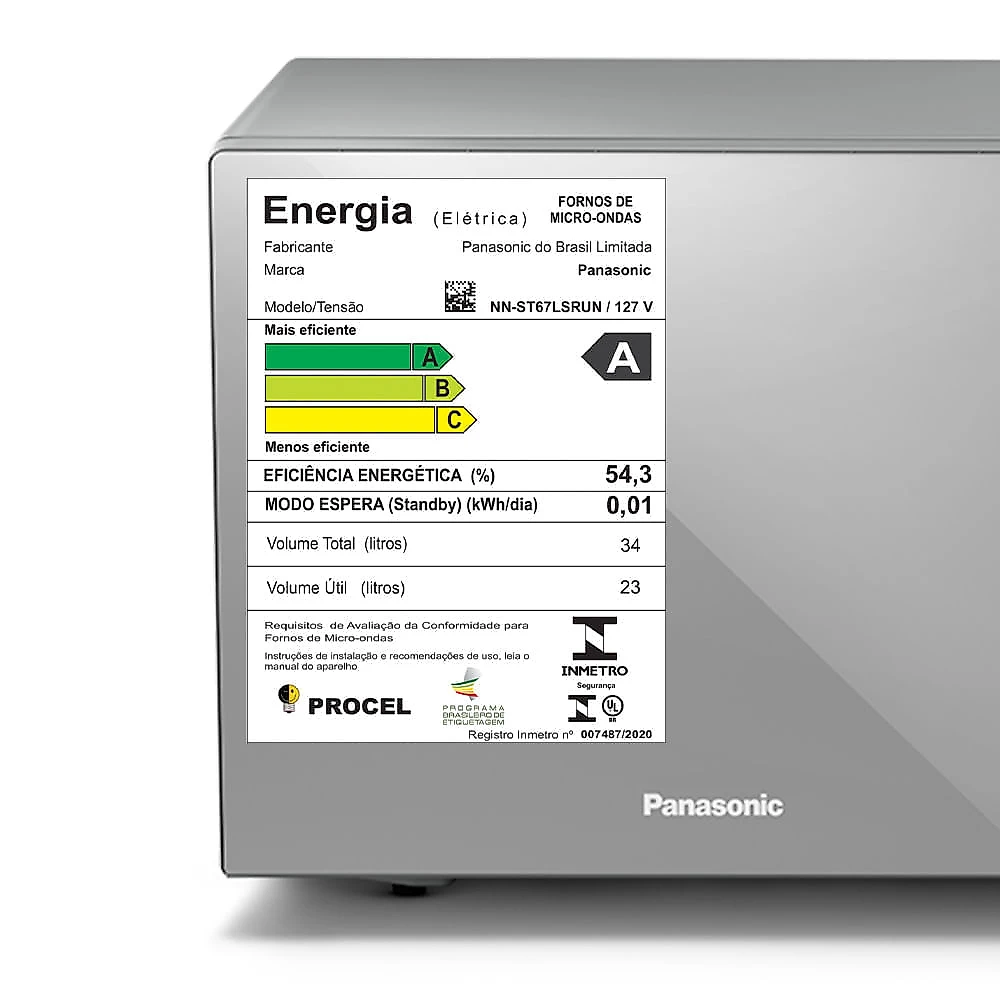 Microondas Panasonic Tecnologia Antibactéria AG 34L Inox - ST67LSRU 110v