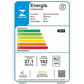 Freezer Vertical Electrolux FEI19 Cycle Defrost Inverter com 1 Porta reversível, Pés Niveladores - 162 litros 110V