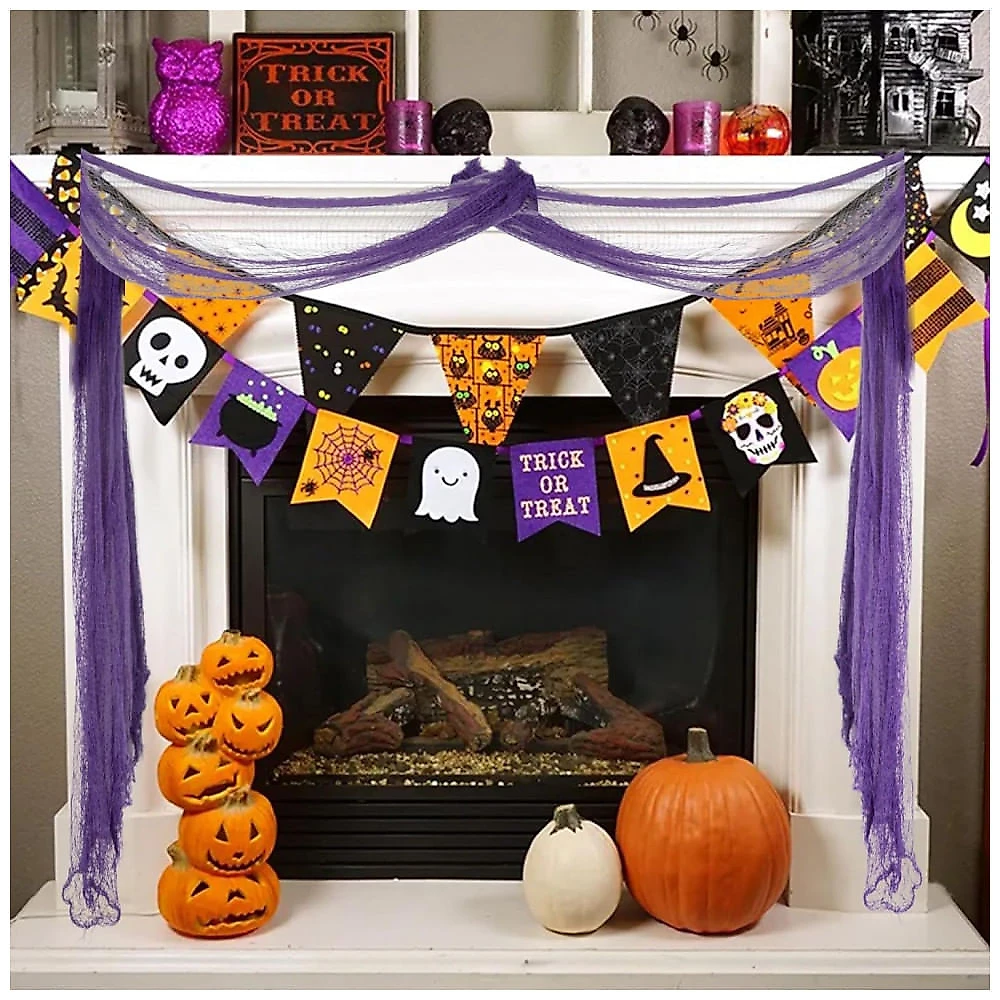 Kit de Decoração para Halloween com 6 Peças Incluindo Teias de Aranha 3D, JQAQJU