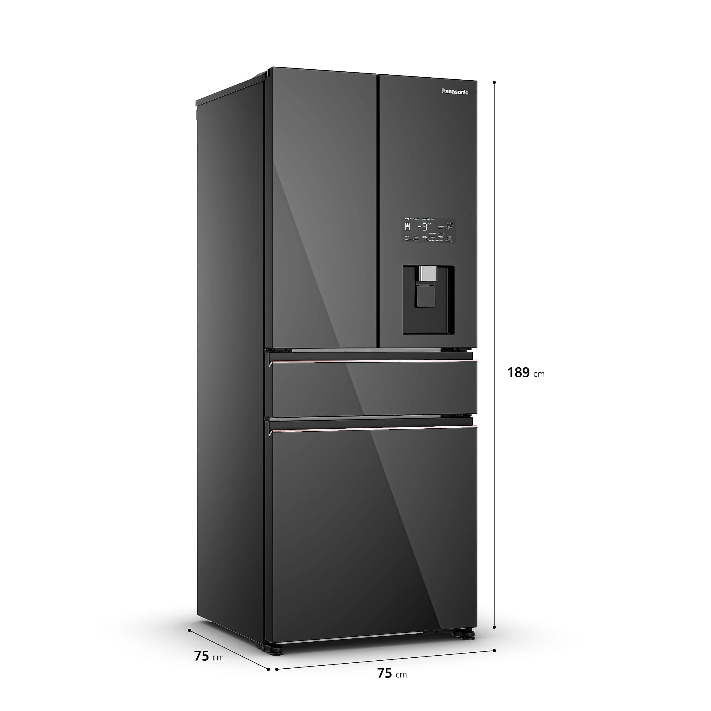 Geladeira Panasonic DB69 Prime+ edition UniqGlass French Door Frost Free 540L Inverter A - NR-DB69GVWB NR-DB69GVWBA