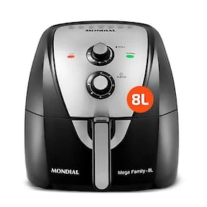Fritadeira Elétrica Sem Óleo Air Fryer Mondial Mega Family AFN-80-BI 8L Preta/Inox