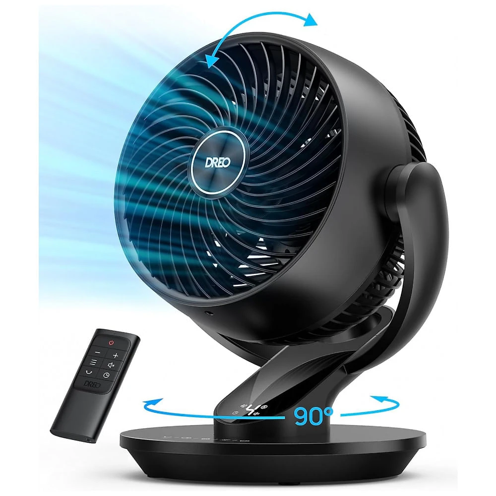 Ventilador de Mesa Oscilante e Silencioso com 4 Velocidades, 110V, Dreo, Preto