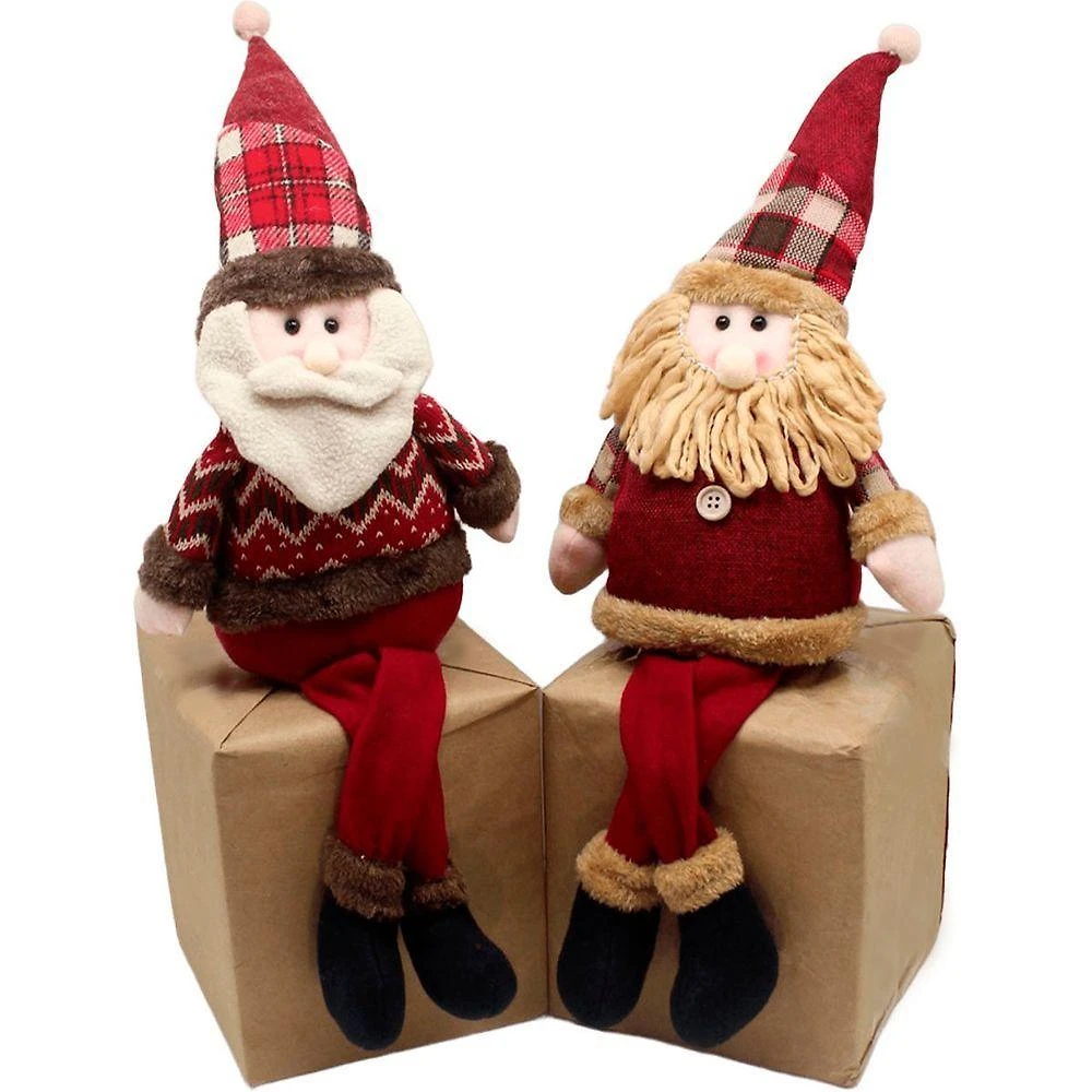 Dupla Bonecos Natalinos Papai Noel Com Pernas Moles De 60cm