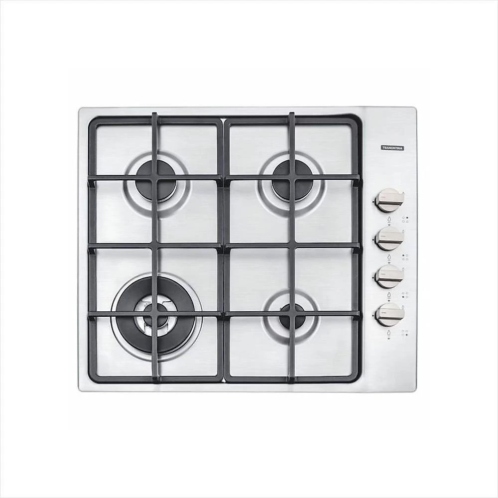 Cooktop a gás tramontina square 4 bocas trempes em ferro fundido inox Única
