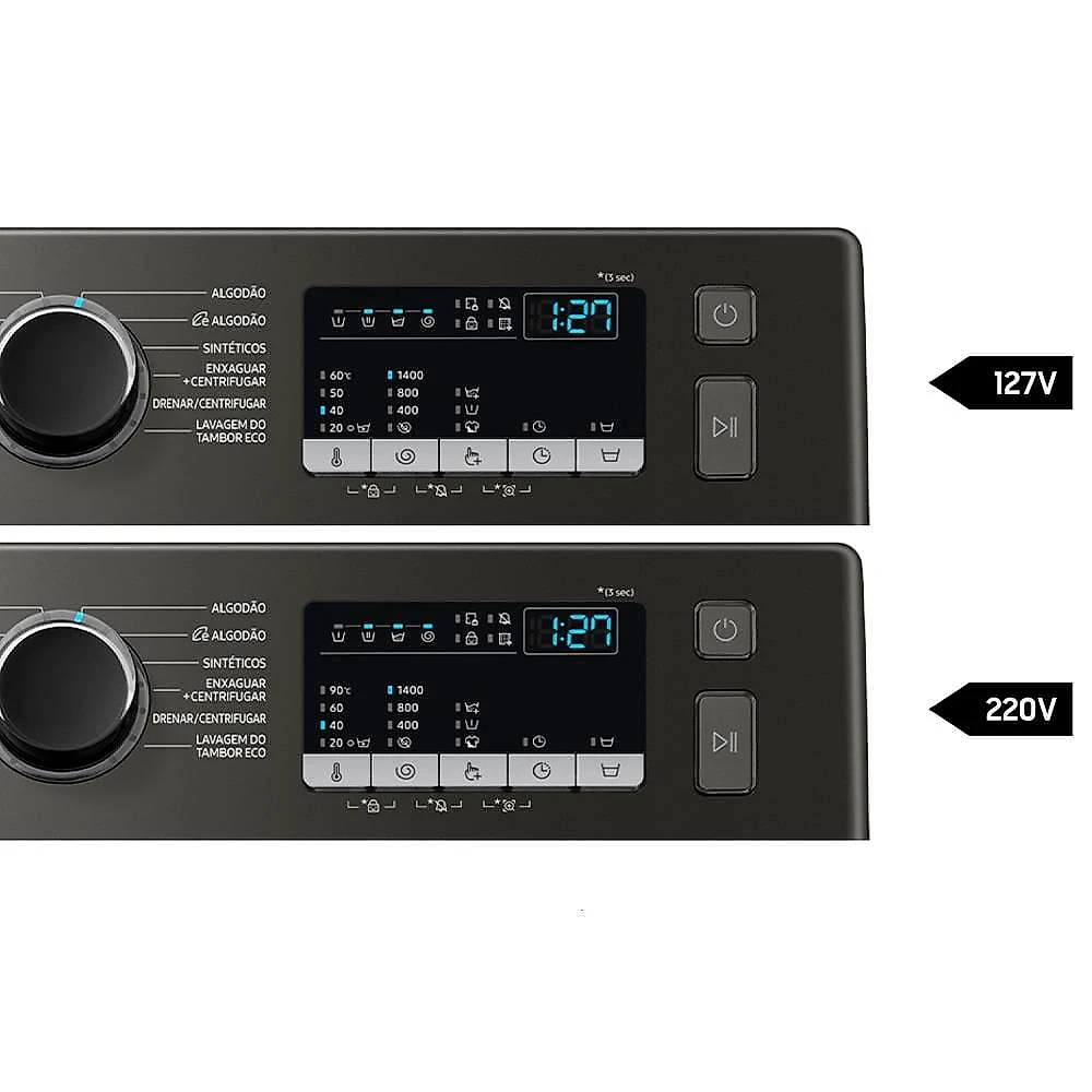 Lavadora de roupas samsung ww11t4040bxfaz com diamond drum e vapor de higiene inox - 11kg 110