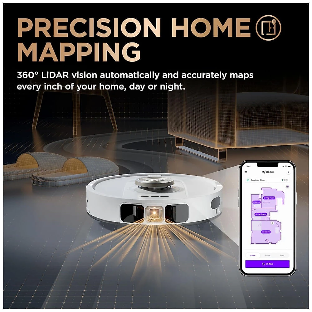 Robô Aspirador e Mop Shark PowerDetect 2 em 1 Base Auto Esvazia 60 Dias Navegação LiDAR Branco 120V