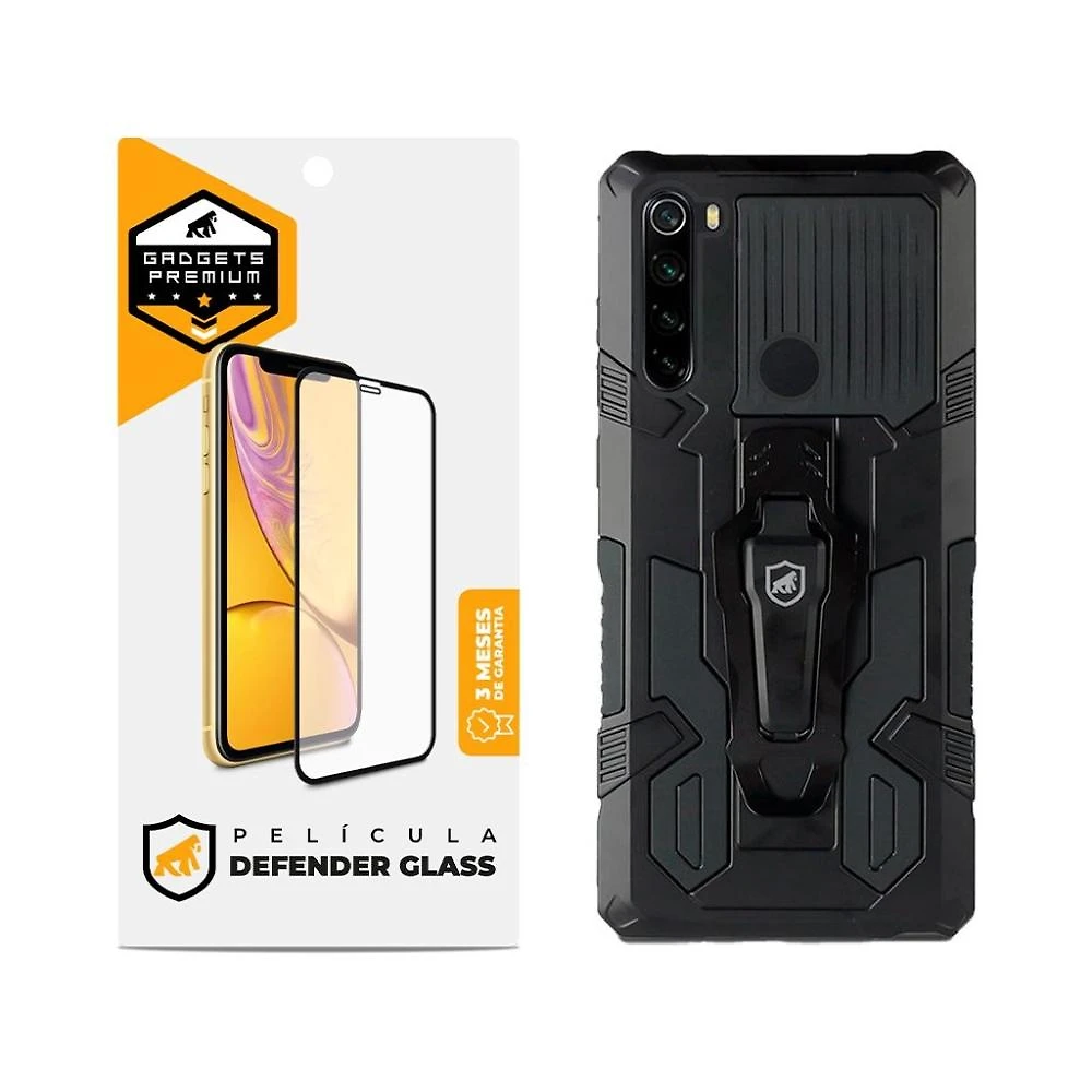 Kit Capa Clip e Pelicula Defender Glass Xiaomi Redmi Note 8 - Gshield