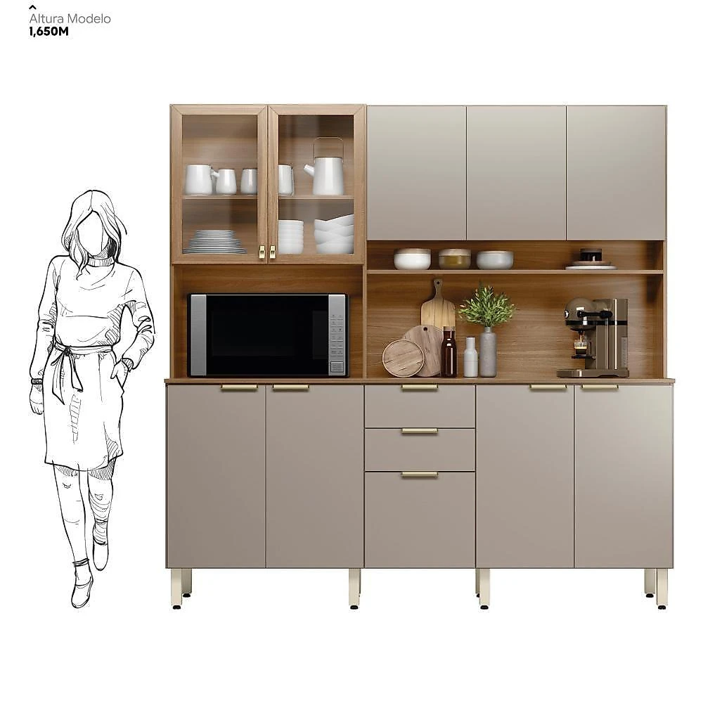 Cozinha Compacta Amora 10 Portas 2 Gavetas Amora Amendola/nude Prime Tx Demobile Amendola/nude Prime Tx