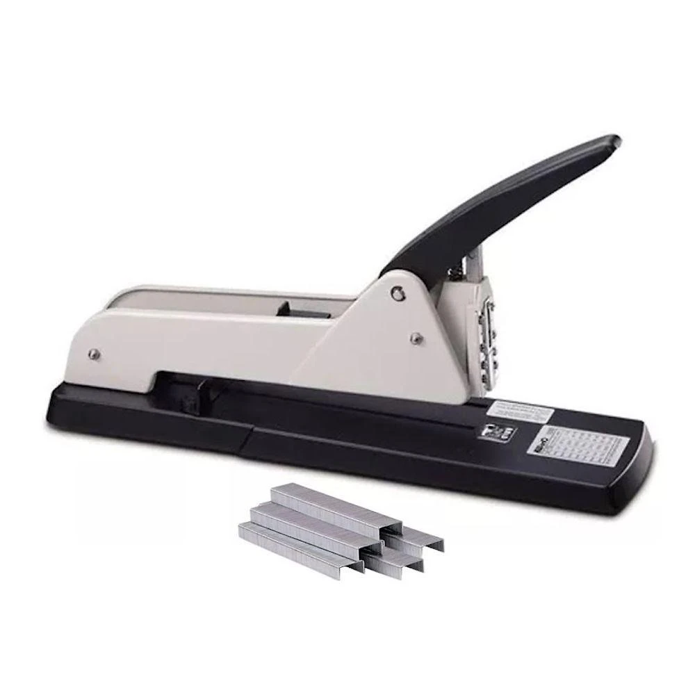 Kit Grampeador Longo Motivate 5000 Metal 250MM 200 Folhas 1000 Grampos Preto