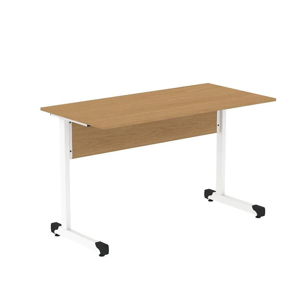 Mesa De Escritório Reta 150cm Com Pé Tubular Em Aço Linha P15 Samba-branco