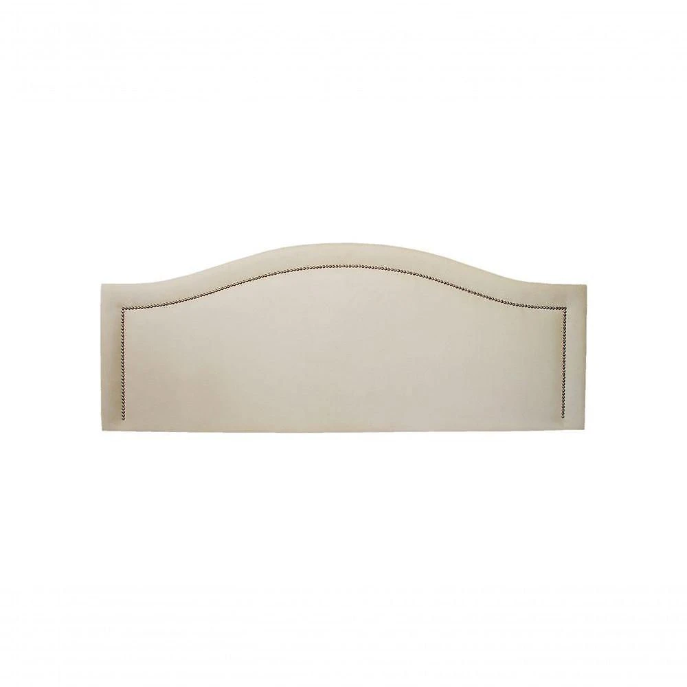 Cabeceira Queen Curva Luxo 160x60 Suede Off White - Tachas Prata