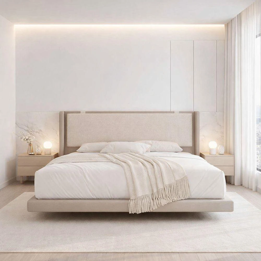 Cama Suspensa Queen Viena em MDF-MDP Ocre e Bege Jasper Móveis