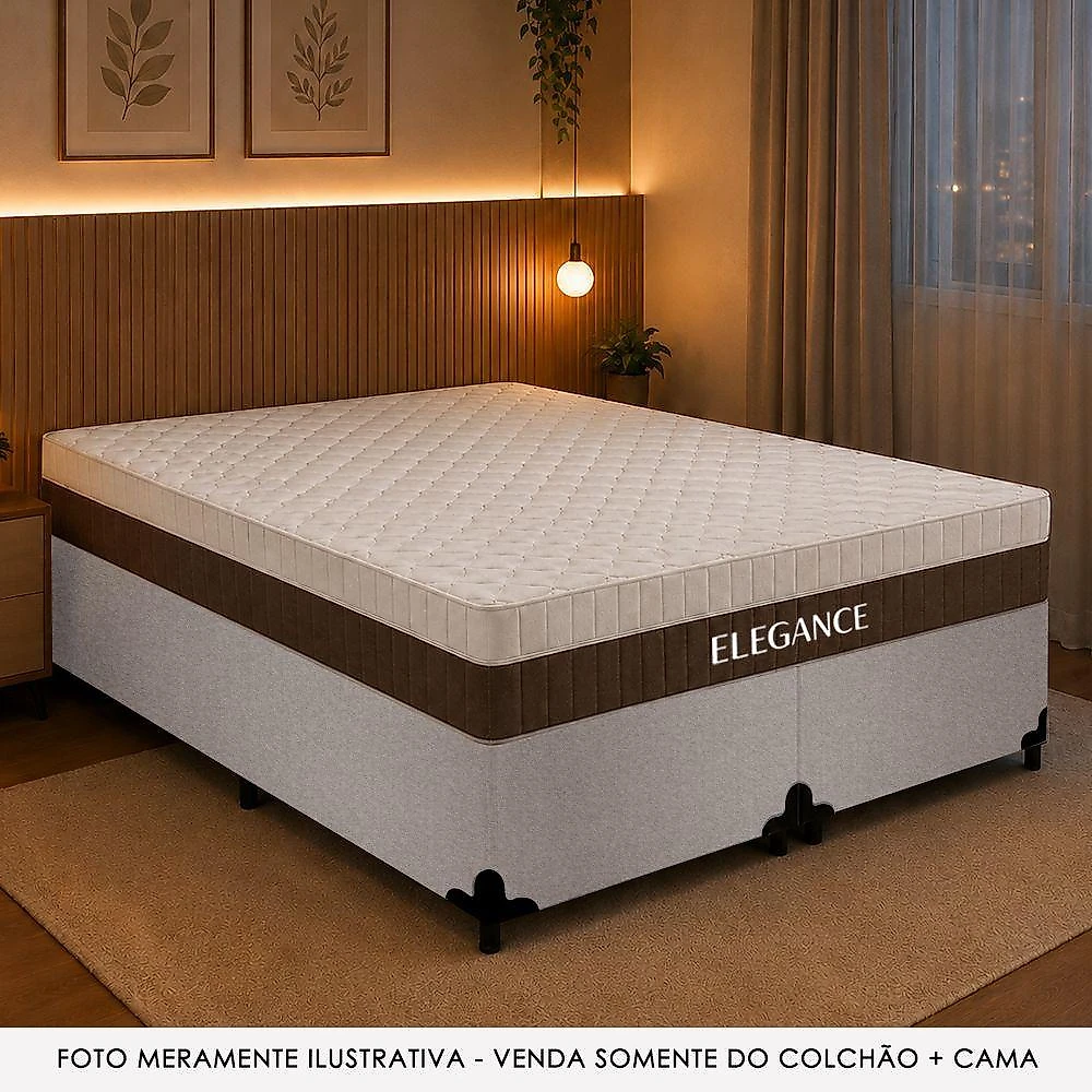 Cama Box Casal Elegance Pillow Top Molas Ensacadas Suede Antiácaro Bege Royal