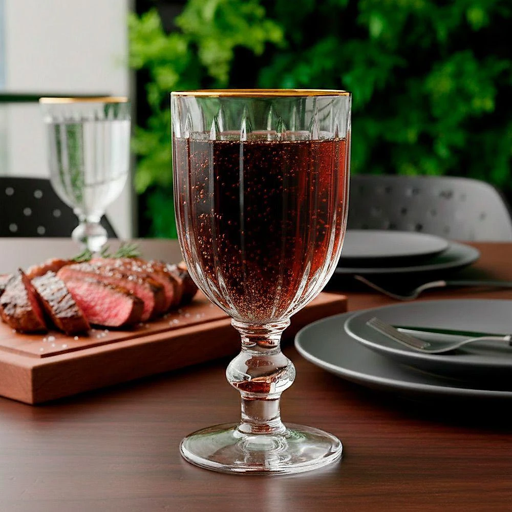 Taça para Água Melina Premium Vidro Borda Dourada 260ML Transparente Hauskraft