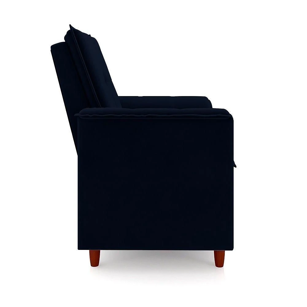 Miniatura Poltrona Decorativa Estofada Confortável Sala Isis Veludo Azul Marinho