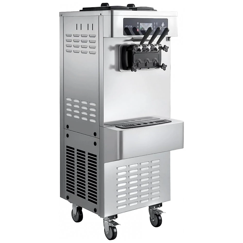 Máquina de Sorvete Soft Serve VEVOR YKF-9236 3 Sabores 20-28L/h Pré-Resfriamento Comercial 2200W
