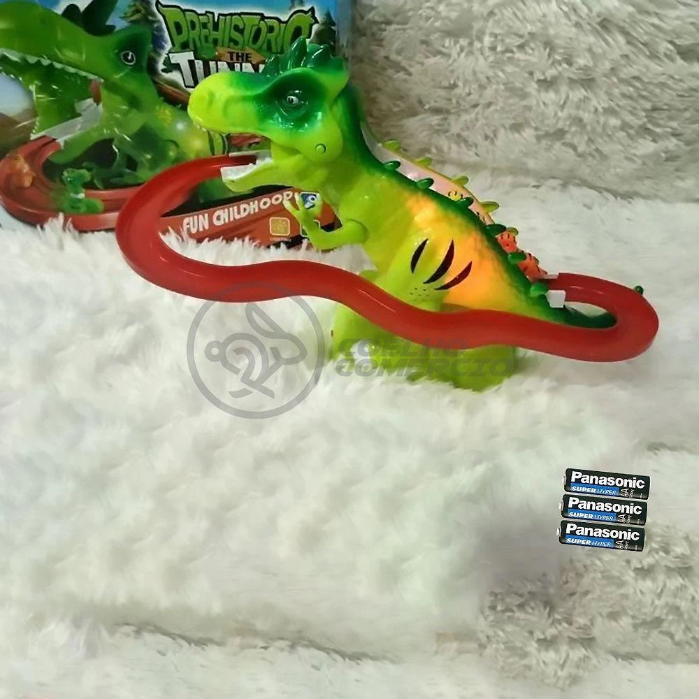 Brinquedo Pista Elevador Com Som E Luz Dinossauro Verde