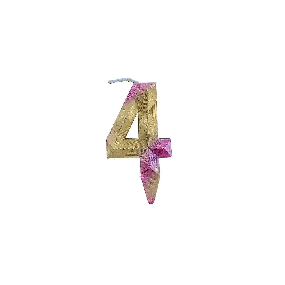 Vela De Aniversário Diamante Rosa E Dourada Modelo 4