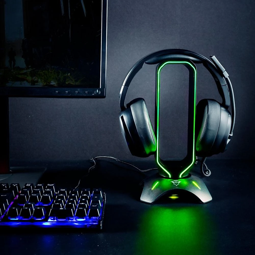 Suporte para Headset Gamer Trust GXT 265 Cintar, RGB, 2 Portas USB - 23647