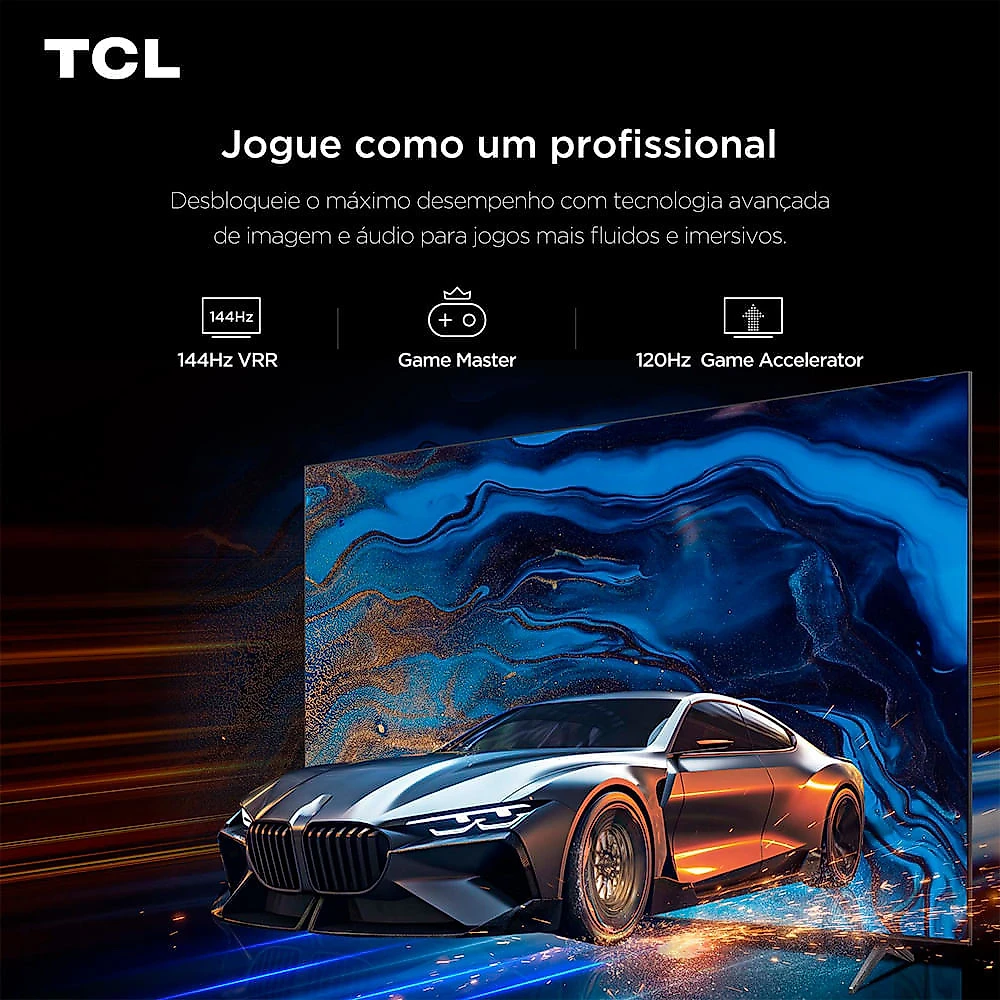 Smart TV 4K TCL QD-Mini LED 55” Polegadas com HDMI 2.1, Dolby Vision IQ, Subwoofer, 144Hz VRR e Wi-Fi - 55C6K Bivolt