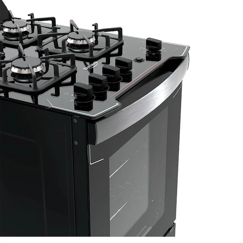 Fogão 4 Bocas Preto Com Mesa De Vidro Dako Diplomata Bivolt