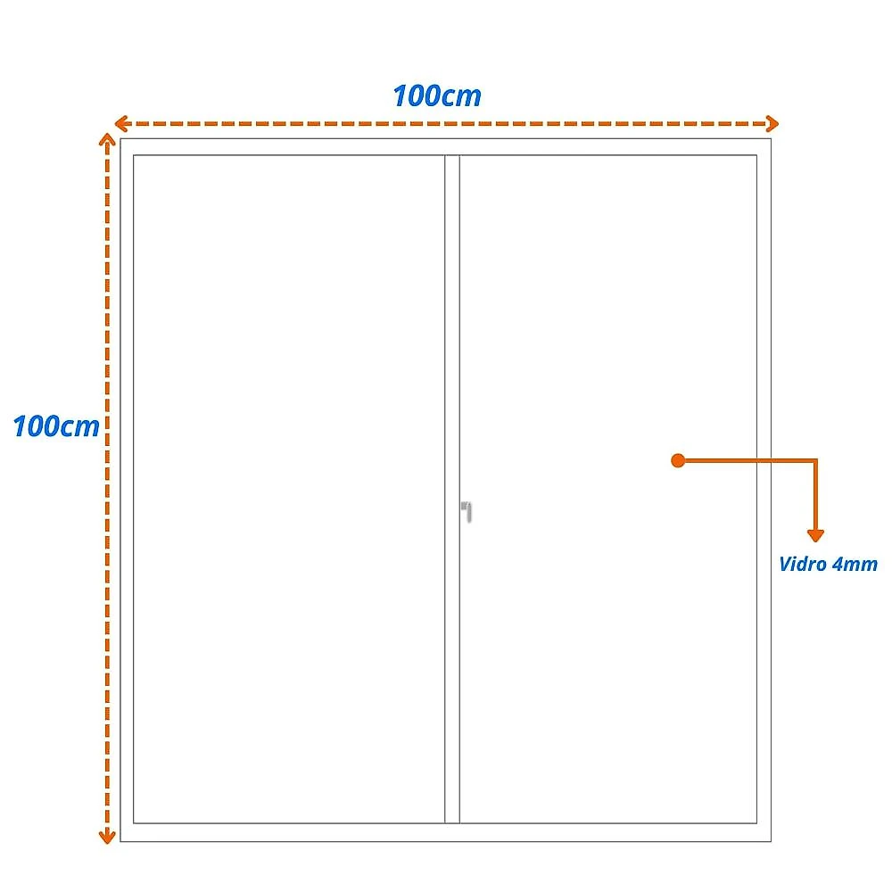 Janela de Alumínio de Correr 100x100cm 2 Folhas com Vidro Liso Linha Soft Mgm Branco Janela de Alumínio de Correr 100x100cm Vidro Liso Linha Soft MGM Branco