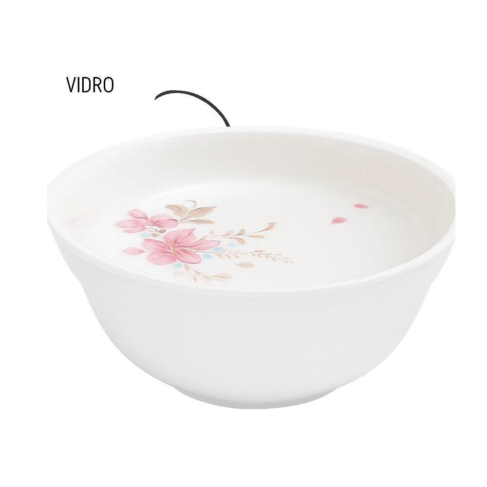 Jogo de Tigelas Flowers Bord Vidro Opalino 1400ml para Salada e Sobremesa Branco com Detalhes Rosas webcontinental-7893015511493