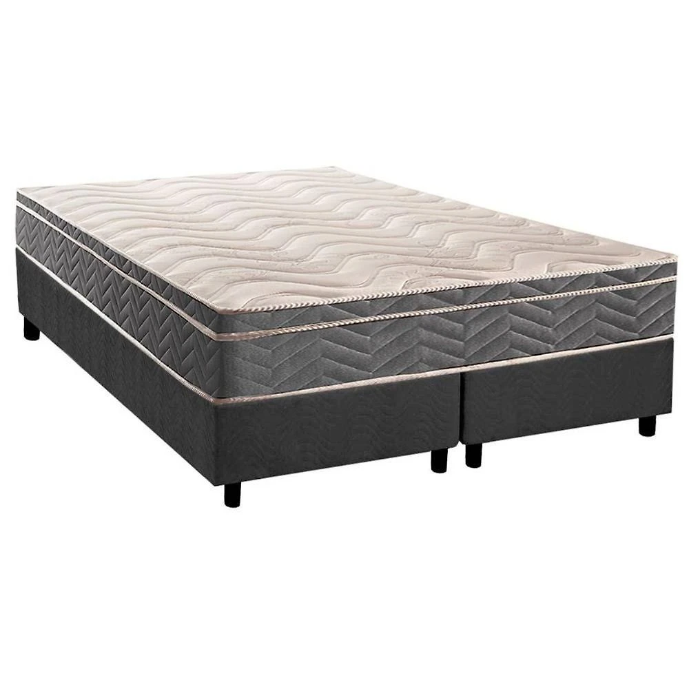 Conjunto Box Queen: Colchão Espuma Paropas D45 Anatômico Confort Mega Firme + Base Crc Suede Gray (158x198)