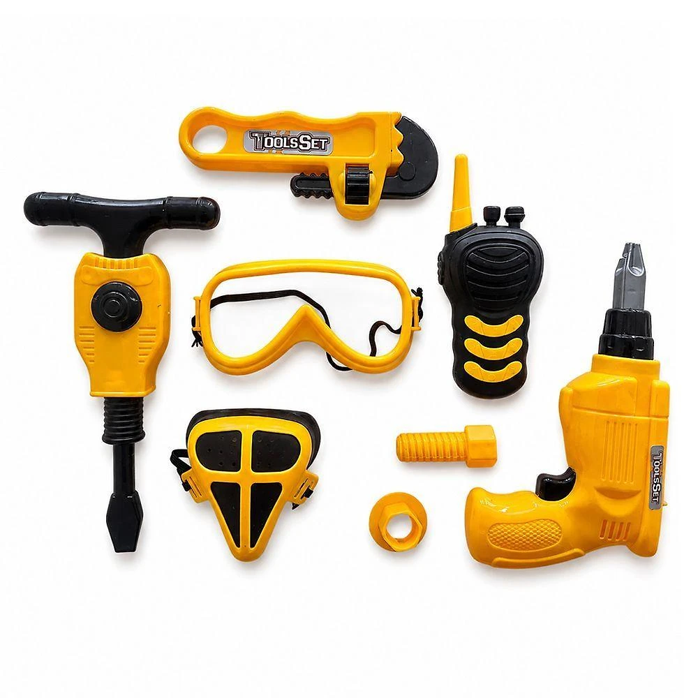 Kit de Ferramentas e EPI de Brinquedo Faz de Conta Amarelo Draik