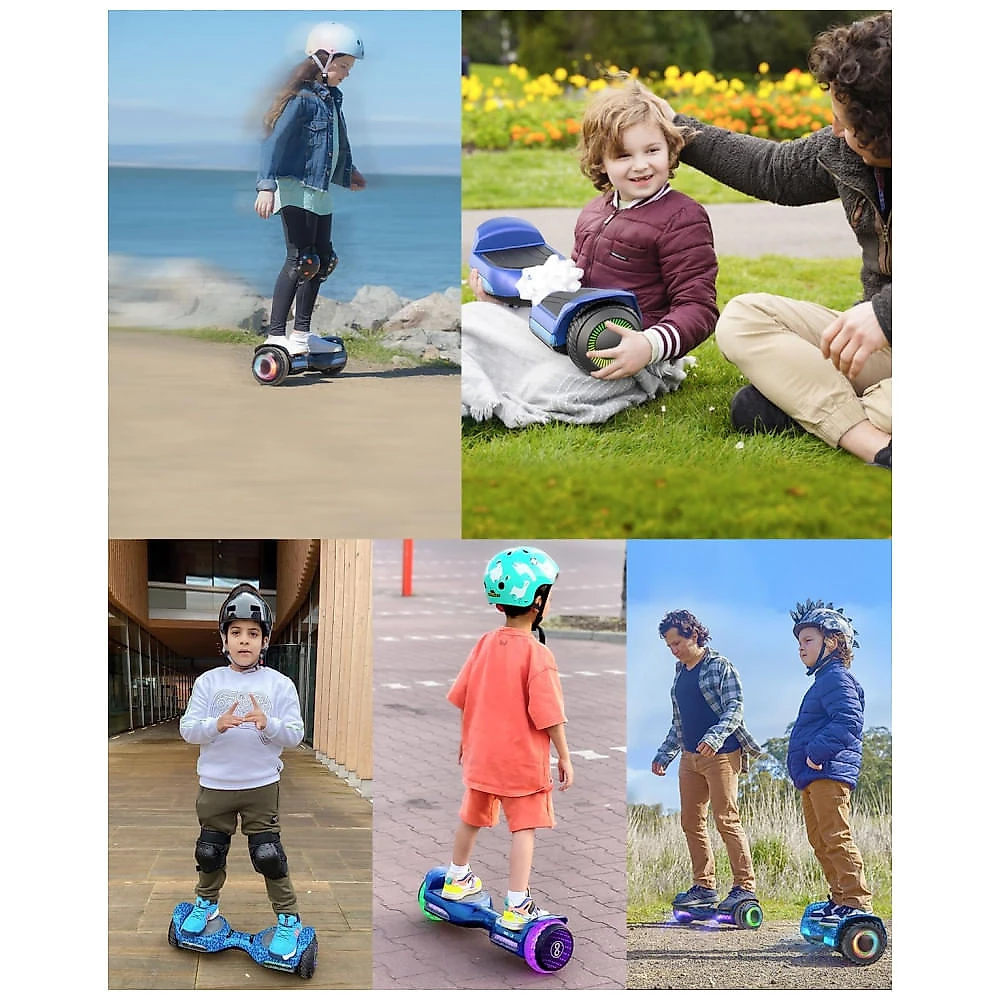 Hoverboard GYROOR G13 6,5″ All Terrain Preto com LED, Bluetooth, Motores Duplos 250 W, até ~12 km/h – Certificação UL2272, Azul