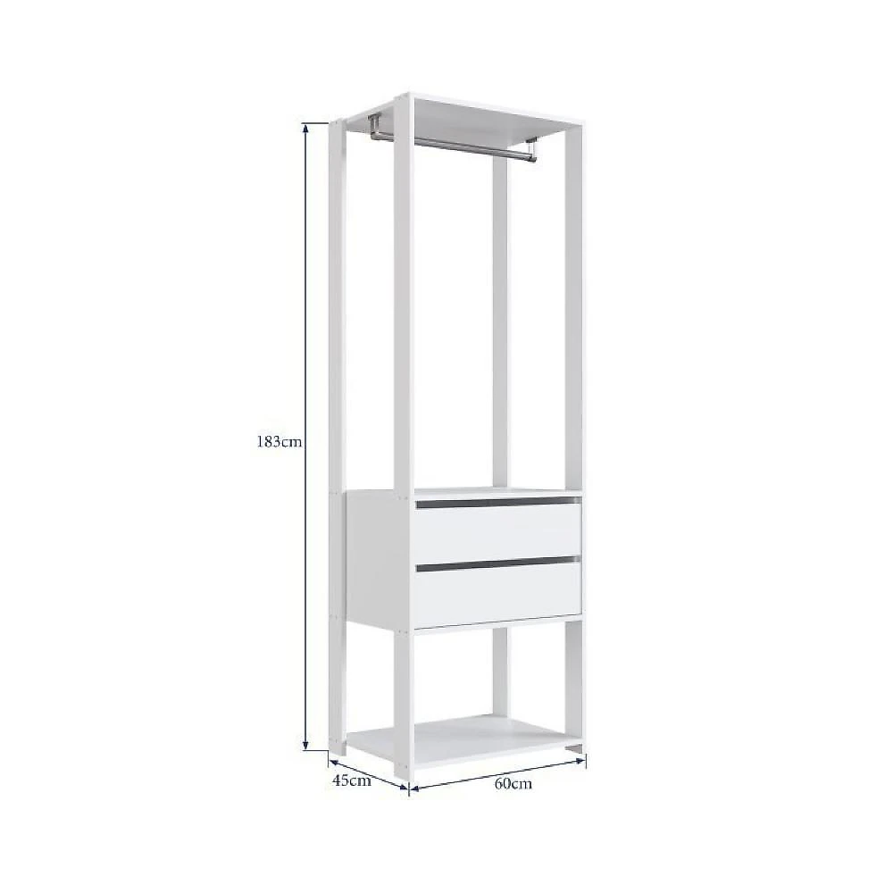 Guarda Roupa Closet 3 Peças com 3 Cabideiros 4 Gavetas 2 Nichos Easy Prodecor Branco