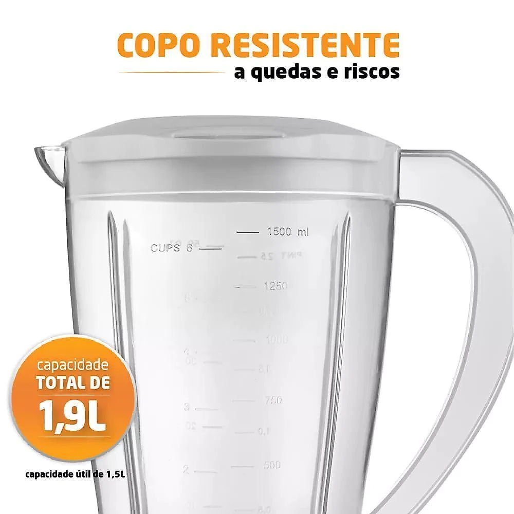 Liquidificador Mondial Power 2I 500W 1,5L 2 Velocidades Branco 110V
