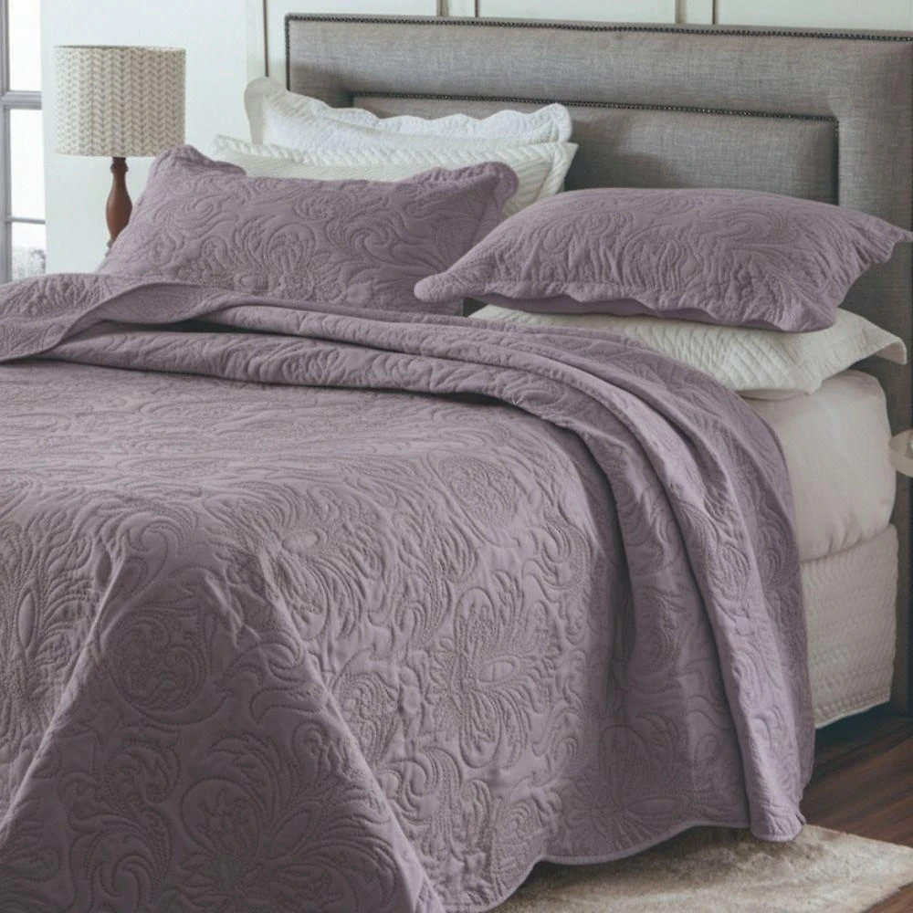 Cobre Leito Colcha Casal Queen Pratika Dupla Face 03 Peças - Lavanda - 100% Poliéster